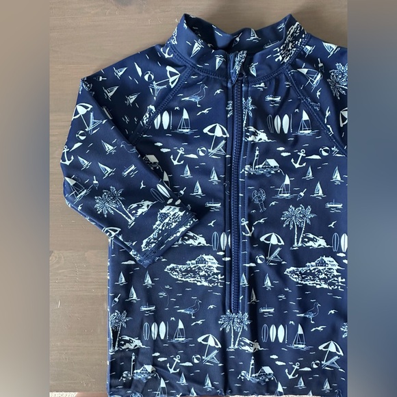 Janie and Jack Blue Toile Rash Guard 12-18M - Picture 6 of 6